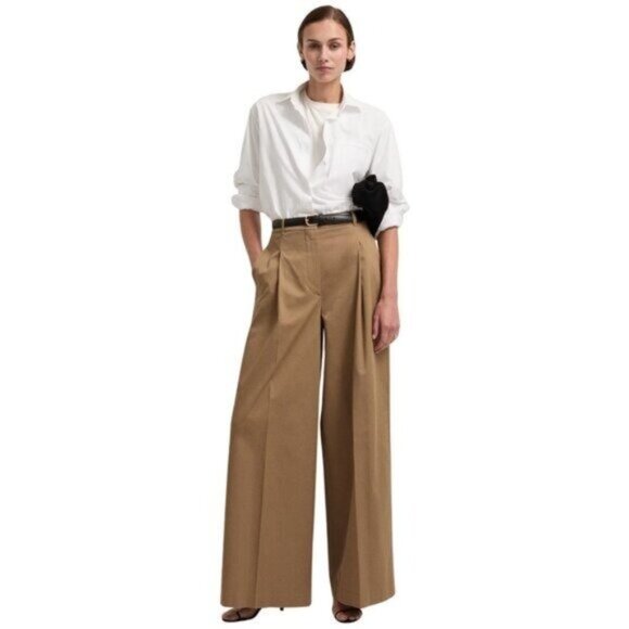 625. G. Gwyn by Goop Marlow Trouser Camel Tan Brown Wide Leg Pants $595 EUC Sz 4 - Picture 2 of 9